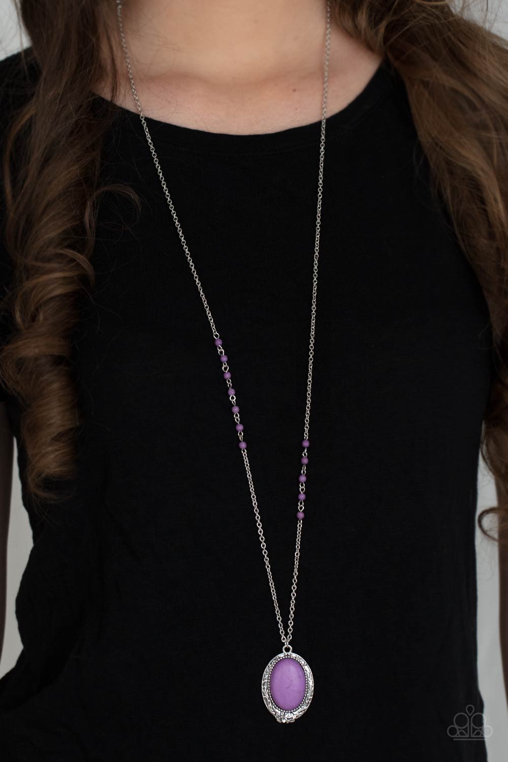 Plateau Paradise - Purple Cracked Stone Necklace Paparazzi N0550