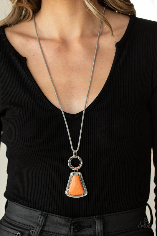 Stone Prairies - Orange Stone Santa Fe Style Necklace Necklace Paparazzi N0375