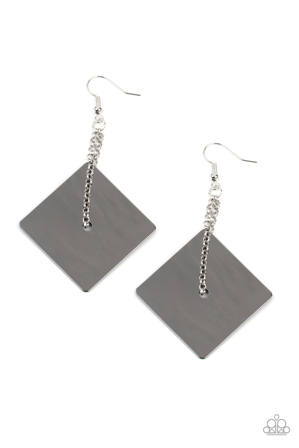 Block Party Posh - Black Square Earring Paparazzi E0662