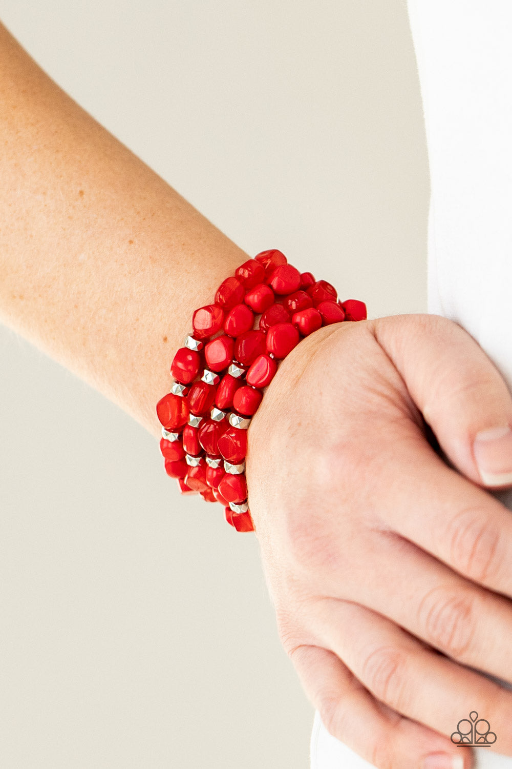 Nice GLOWING! - Red Stretch Bracelets Paparazzi B0438