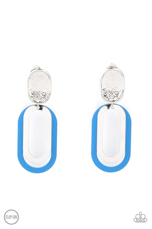 Melrose Mystery Blue Clip On Earring Paparazzi E0207