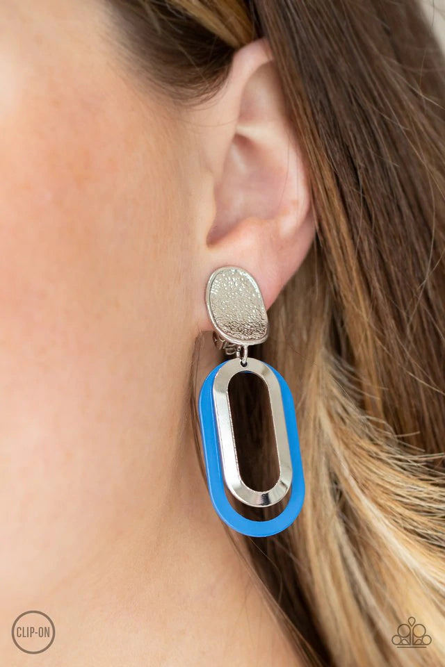 Melrose Mystery Blue Clip On Earring Paparazzi E0207