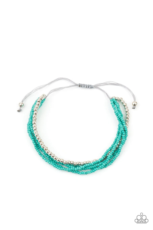 All Beaded Up Blue And Silver Bead Bracelet Paparazzi B0525