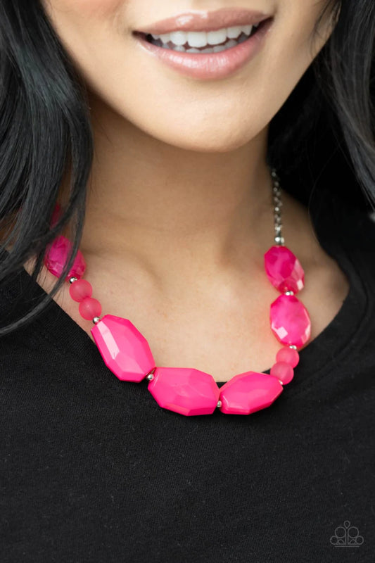 Melrose melody Pink Raspberry Sorbet Bead Necklace Paparazzi N1090