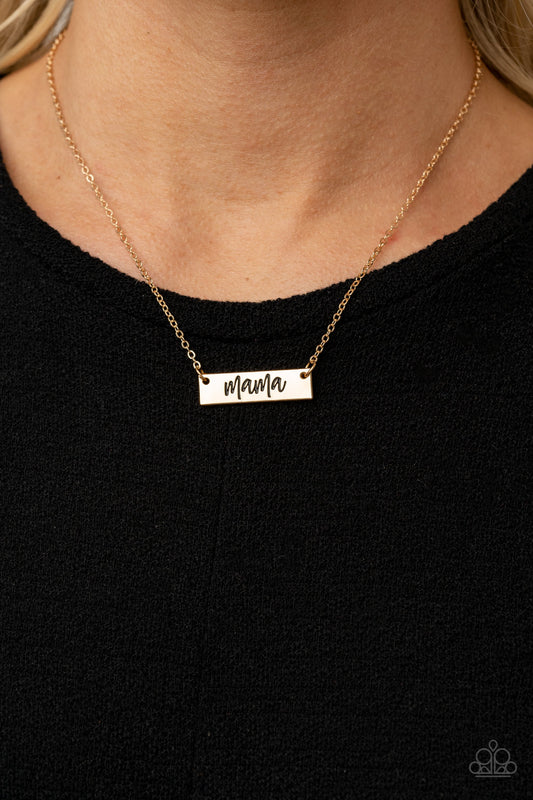 Blessed Mama - Gold "Mama" Necklace Paparazzi N0865