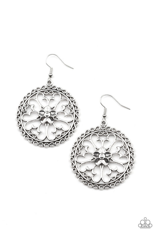 Floral Fortunes Silver Butterfly Shaped Earring Paparazzi E0064
