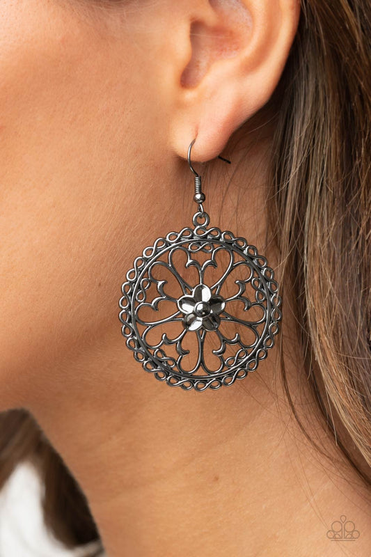 Floral Fortunes Black Butterfly Shaped Earring Paparazzi E0108