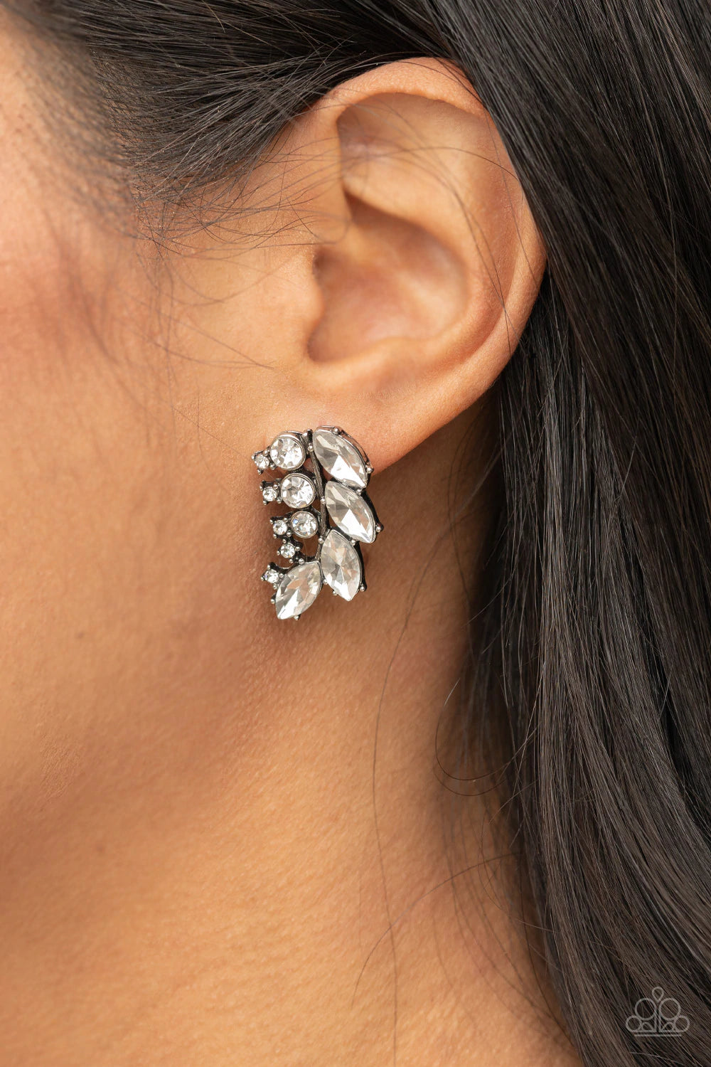 Flawless Fronds White Rhinestone Post Earring E0206