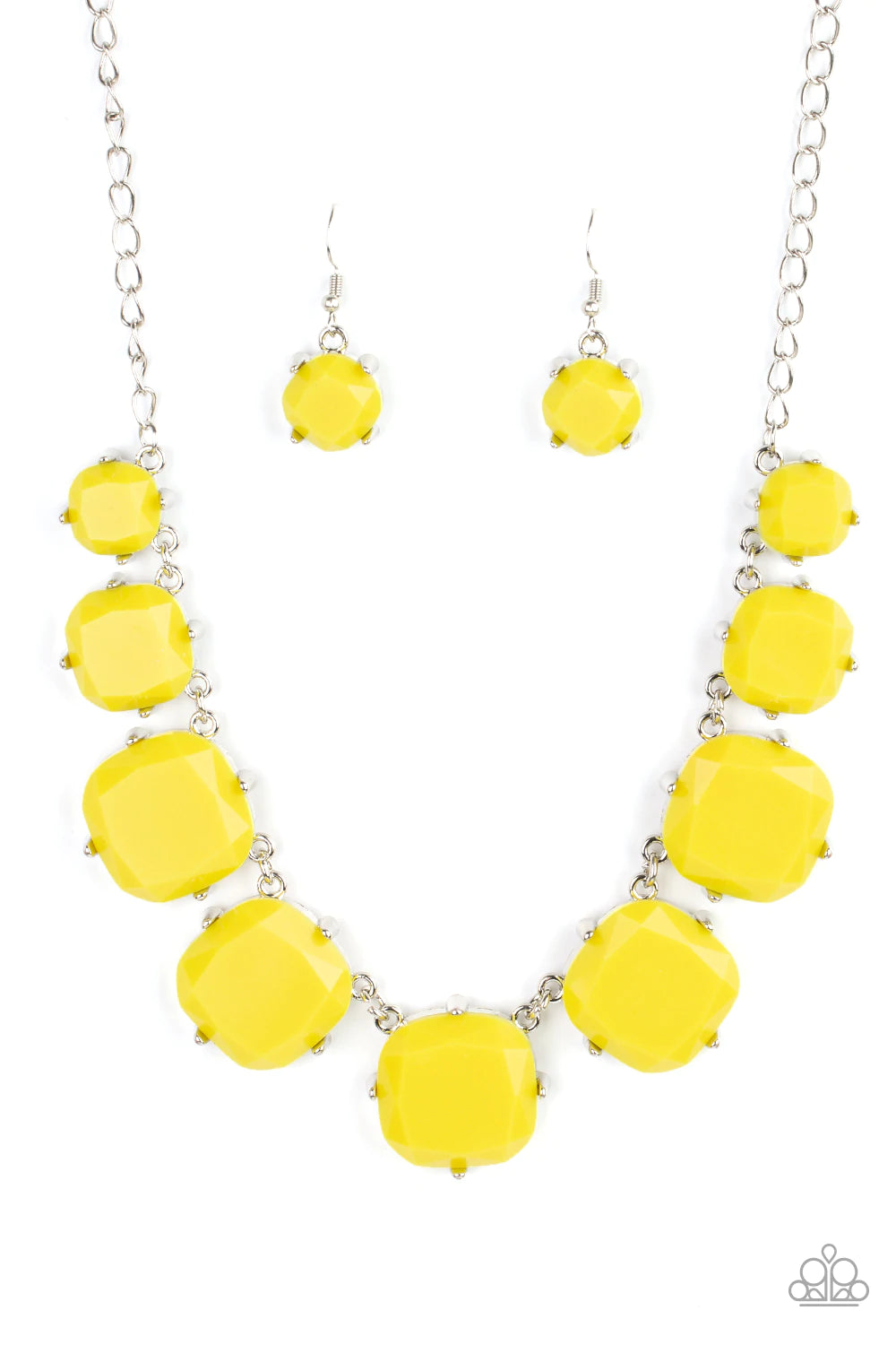 Prismatic Prima Donna Yellow Silver Necklace Paparazzi N0911