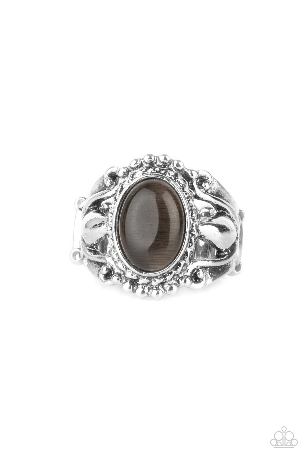 Jubilant Gem - Silver Smoky Cat's Eye Stone Ring Paparazzi R0159