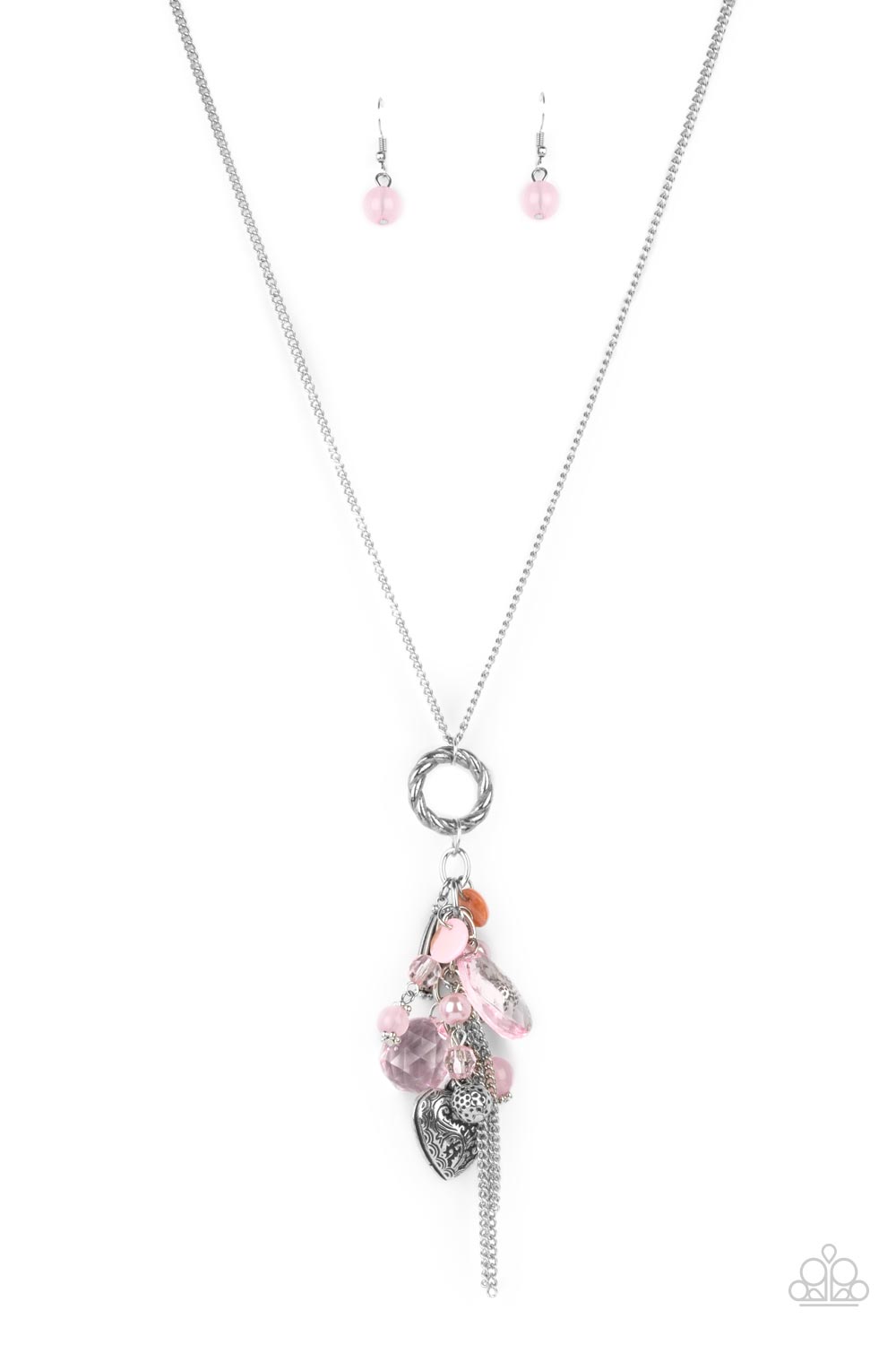 AMOR to Love - Pink Crystal Tassel Pendant Necklace Paparazzi N0827