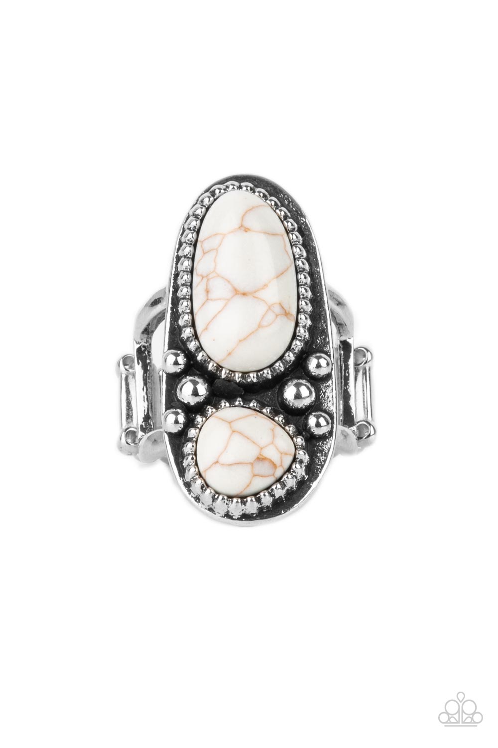 Magical Mesas - White Cracked Stone Ring Paparazzi R0225