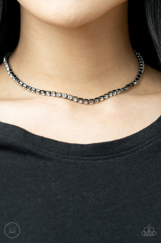 Starlight Radiance - Black Gunmetal Choker Necklace Paparazzi N0508