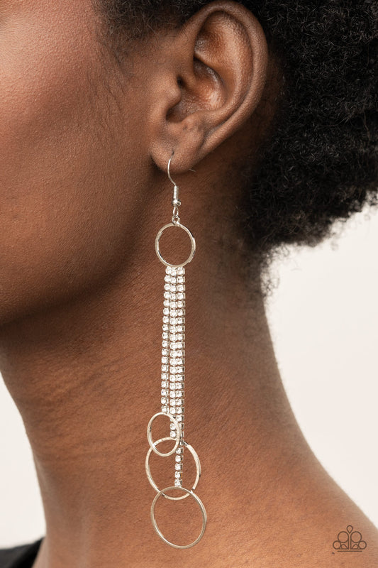 Demurely Dazzling - White Earrings Paparazzi E0264