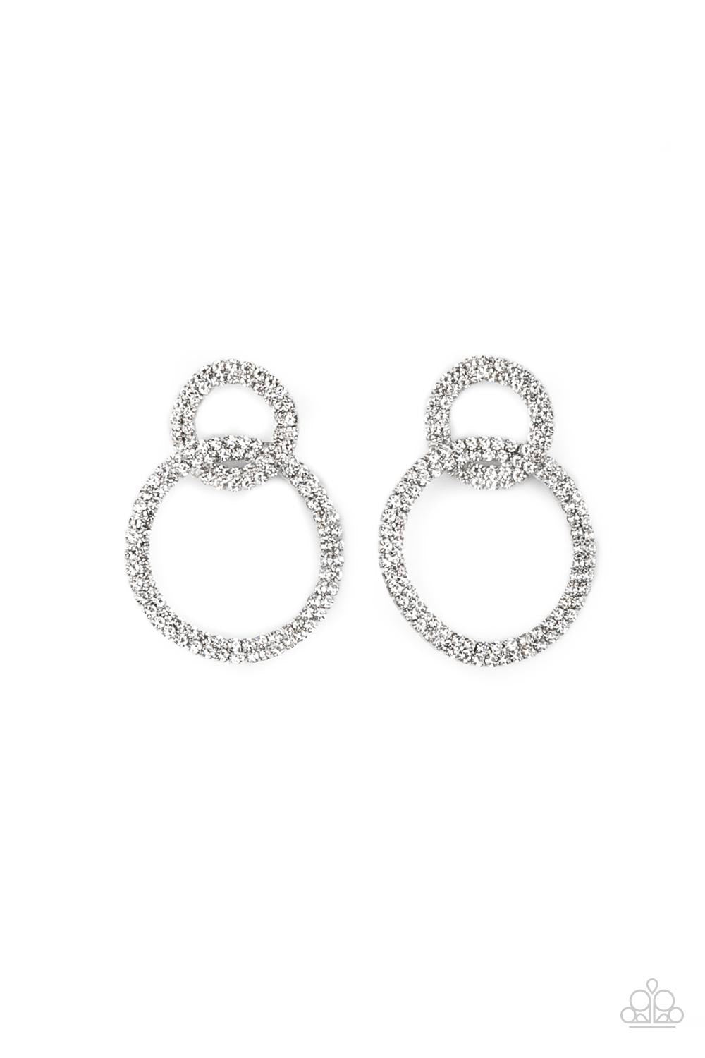 Intensely Icy - Black Base White Rhinestone Earring Life Of The Party December 2021 Paparazzi E0376