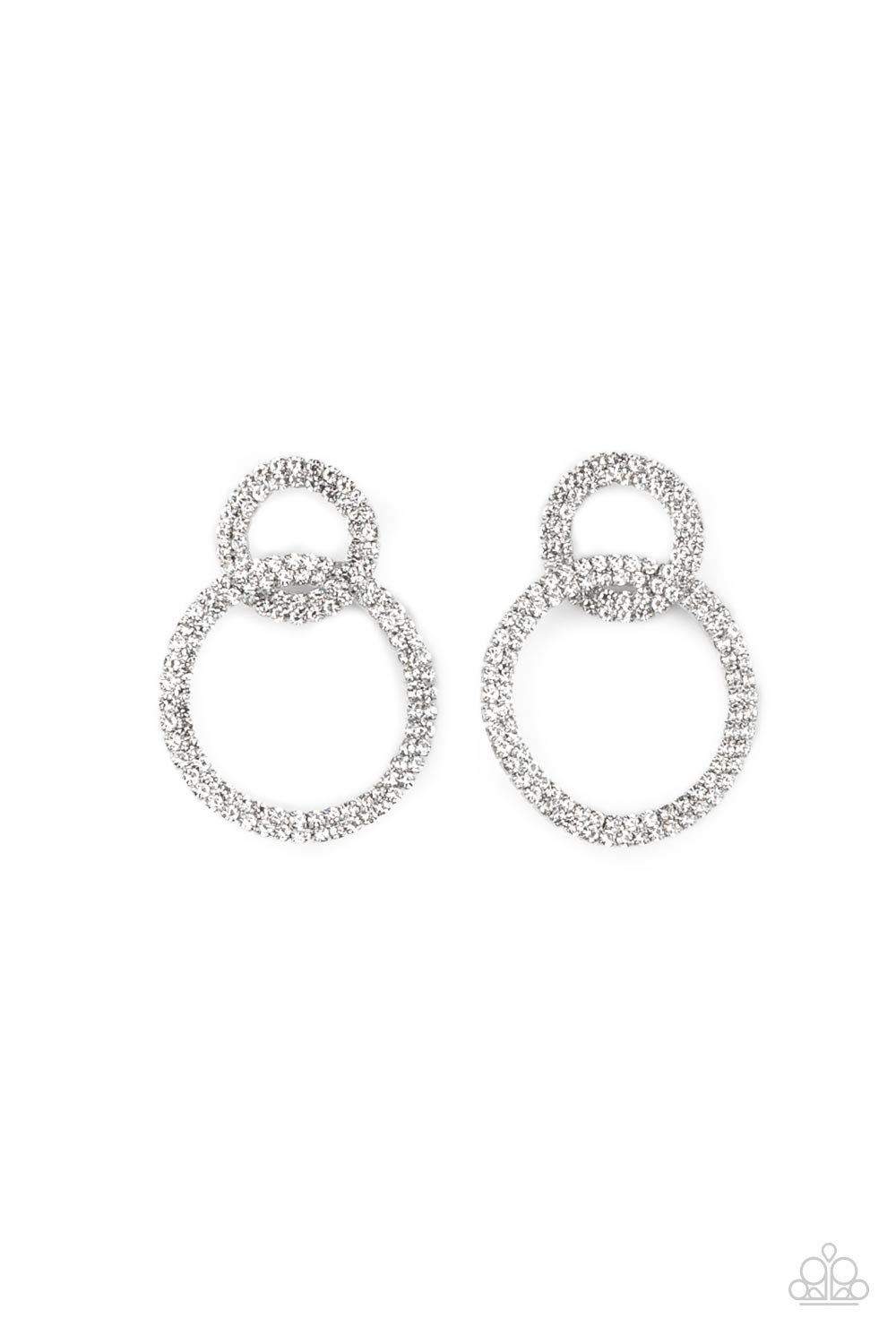 Intensely Icy - White Rhinestone Silver Base Post Earring Paparazzi E0718