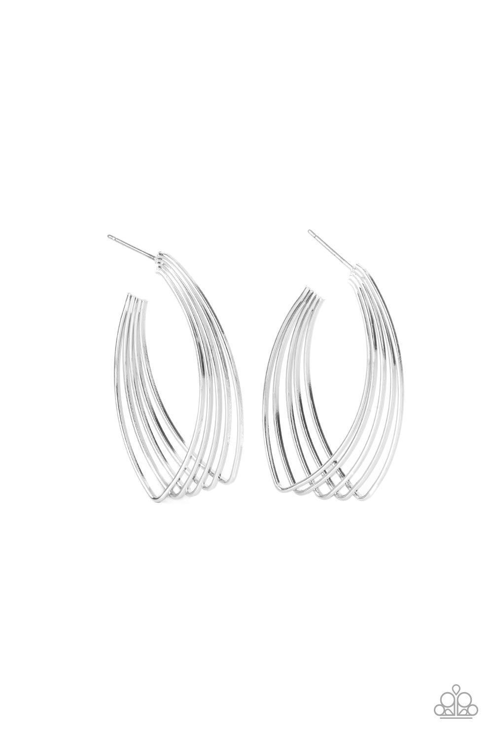 Industrial Illusion - Silver Hoop Earring Paparazzi E0547