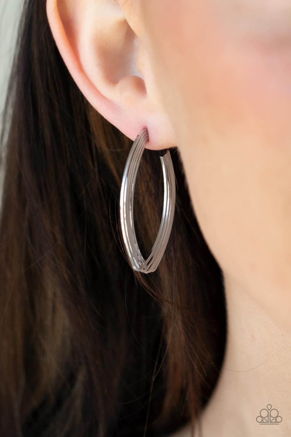 Industrial Illusion - Silver Hoop Earring Paparazzi E0547