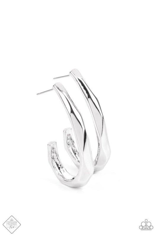 Made You Hook Silver Hoop Earring Paparazzi E0137