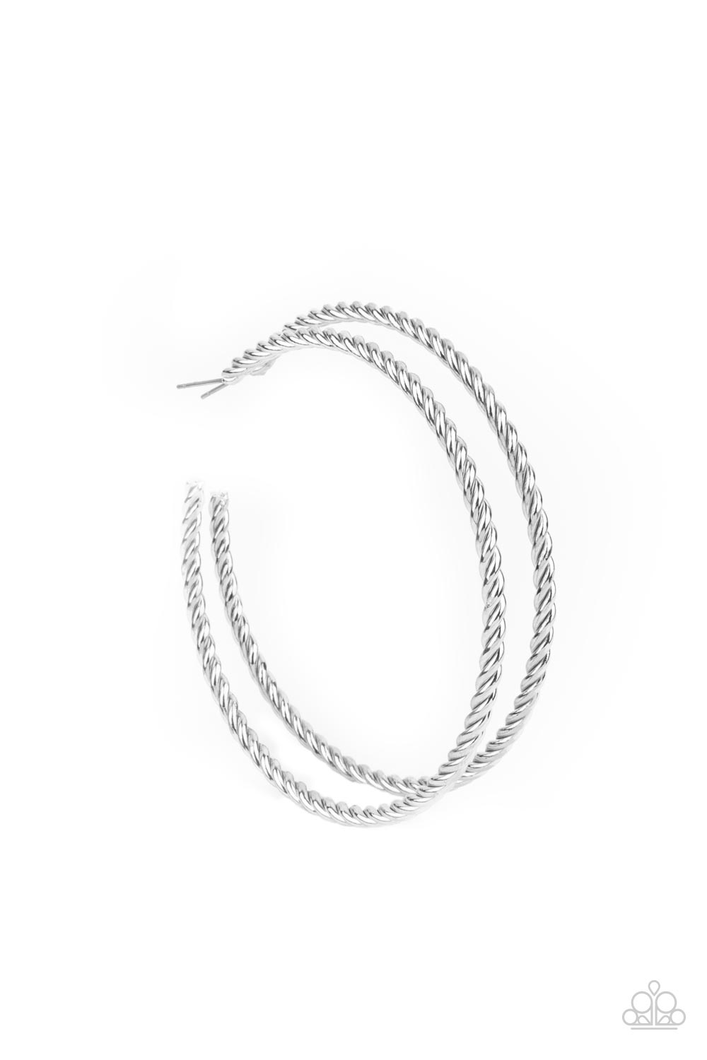 Resist The Twist - Silver Twist Hoop Earring Paparazzi E0566