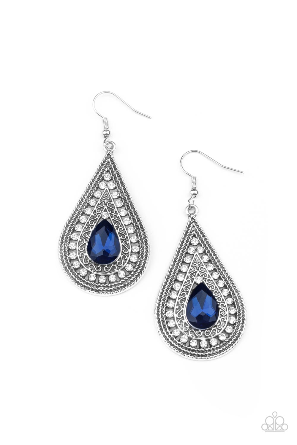 Metro Masquerade - Blue Rhinestone Earring Paparazzi E0509