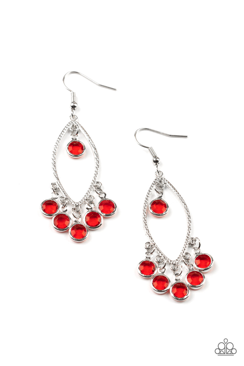 Glassy Grotto - Red Glassy Gem Earring Paparazzi E1020