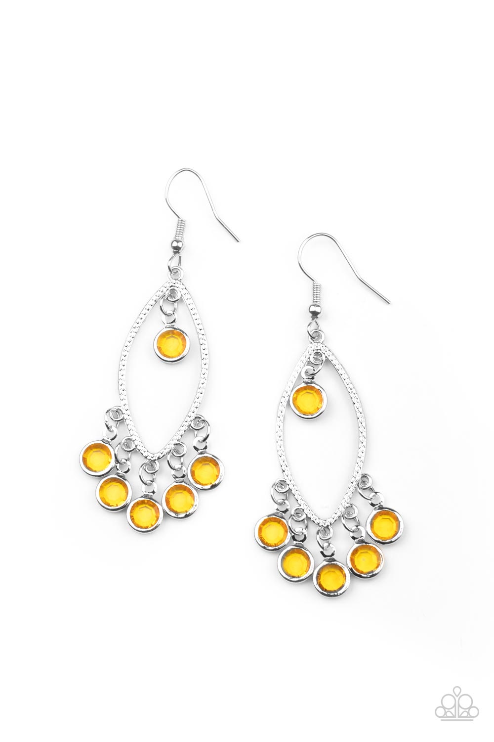 Glassy Grotto - Yellow Earrings Paparazzi E0490