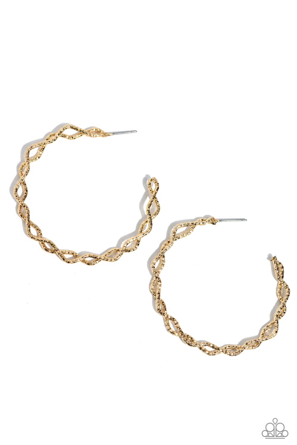 Haute Helix - Gold Textured 2 Inch Hoop Earring Paparazzi E1708