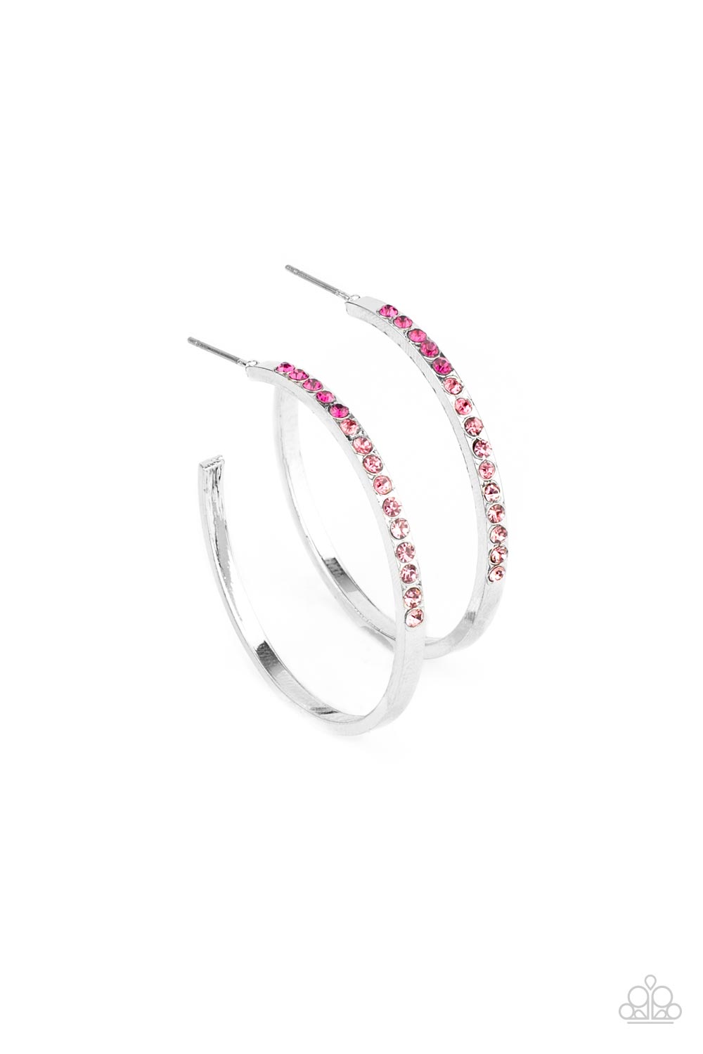 Somewhere Over the OMBRE - Pink Rhinestone Hoop Earring Paparazzi E0590