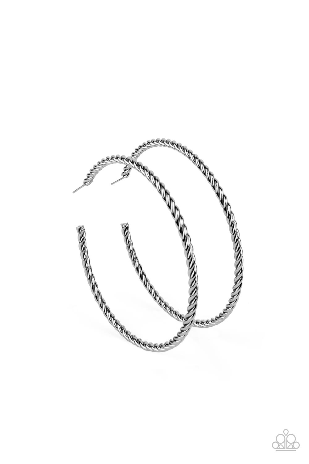 Resist The Twist - Black Gunmetal Twist 2 3/4 Inch Hoop Earring Paparazzi E0760