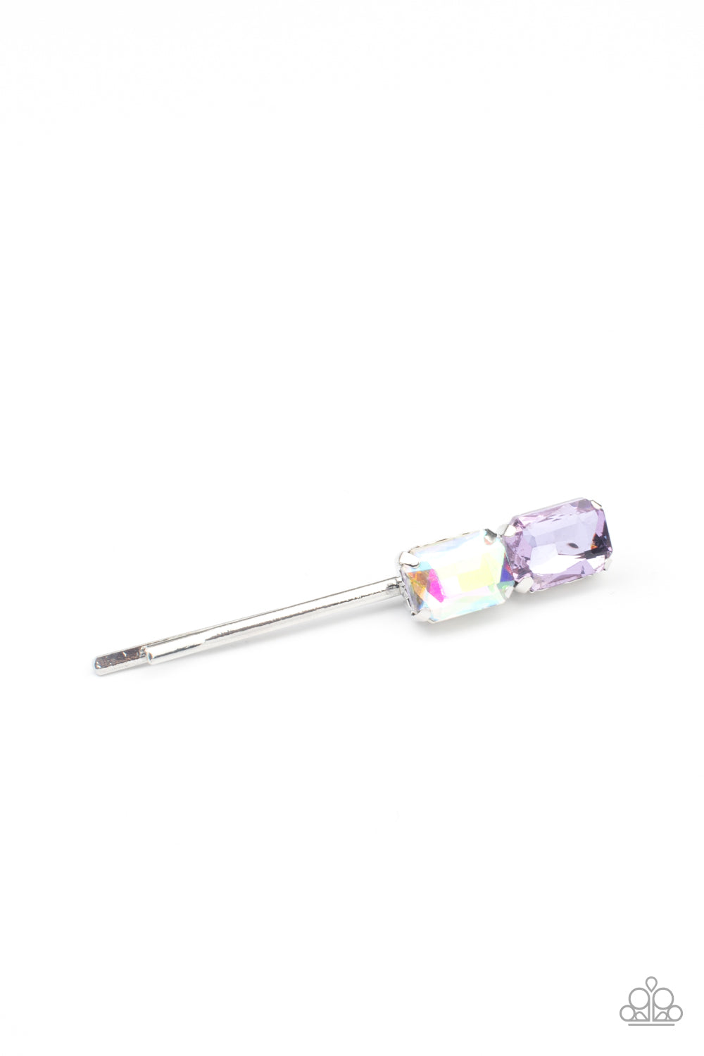 Material Girl Goals - Purple And Iridescent Rhinestone Hair Clip Paparazzi H0059