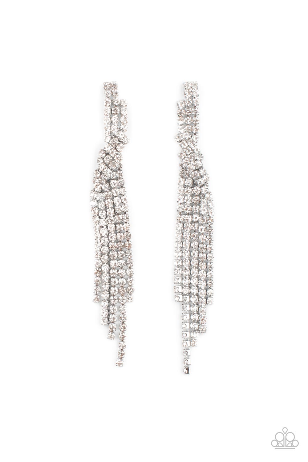 Cosmic Candescence - White Rhinestone Earring Life Of The Party Paparazzi E0517