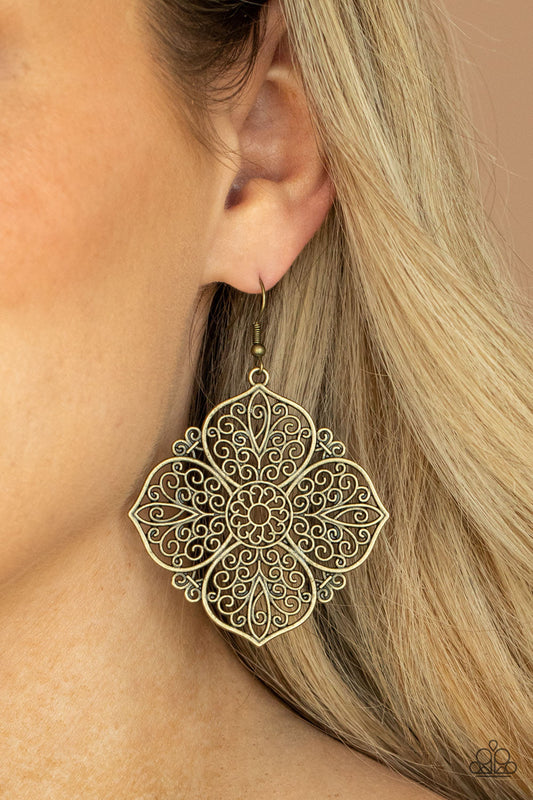 Dubai Detour Brass Earring Paparazzi E0160