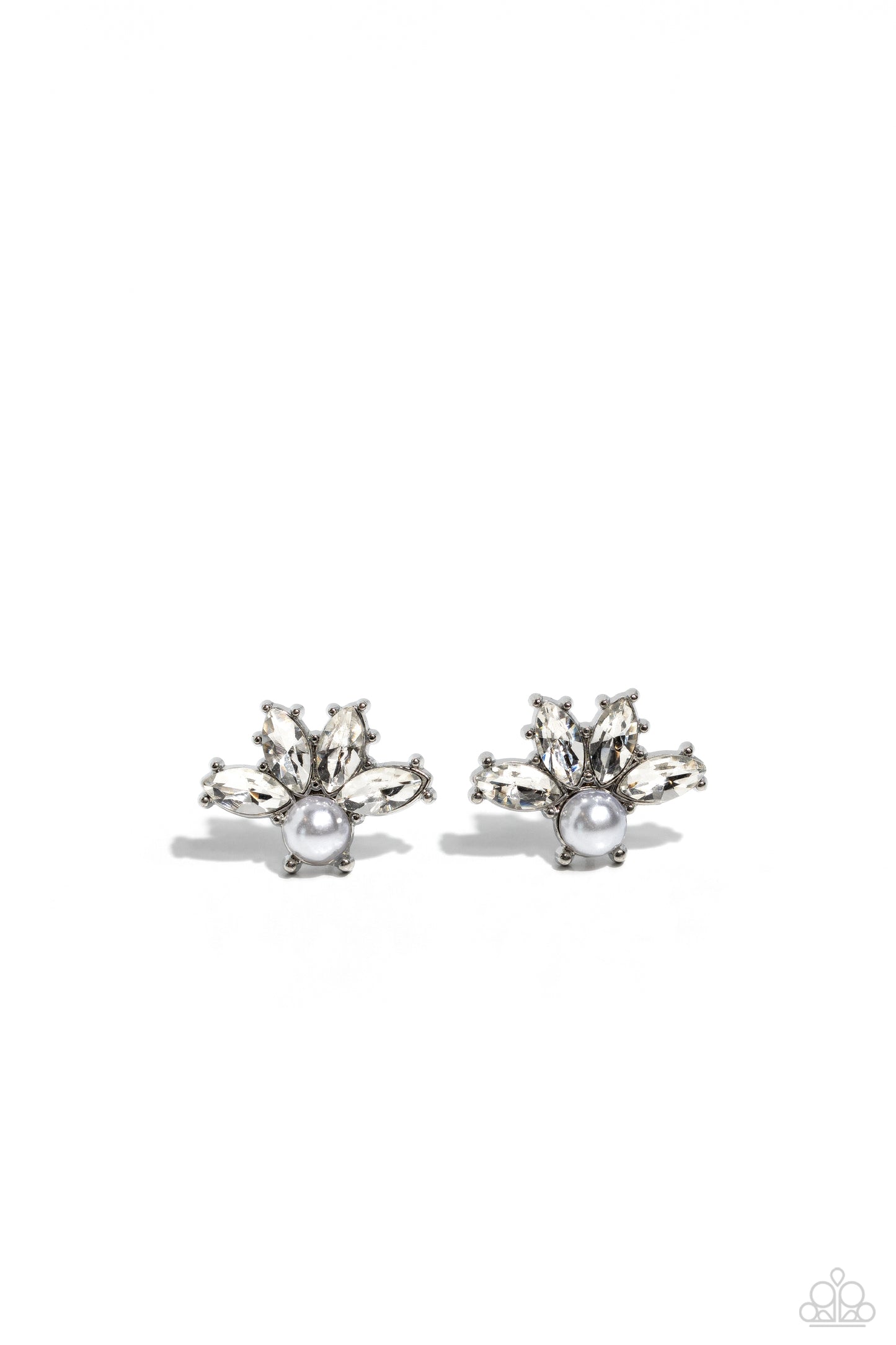 Stellar Showcase - White Rhinestone and Pearl Post Earring Paparazzi E1838