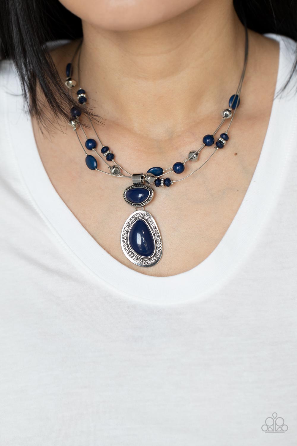 Discovering New Destinations - Blue Artisan Inspired Pendant Necklace Paparazzi N0436