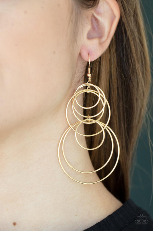 I Feel Dizzy - Gold Earring Paparazzi E0543