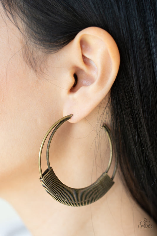 Artisan Attitude - Brass Hoop Earring Paparazzi E0650