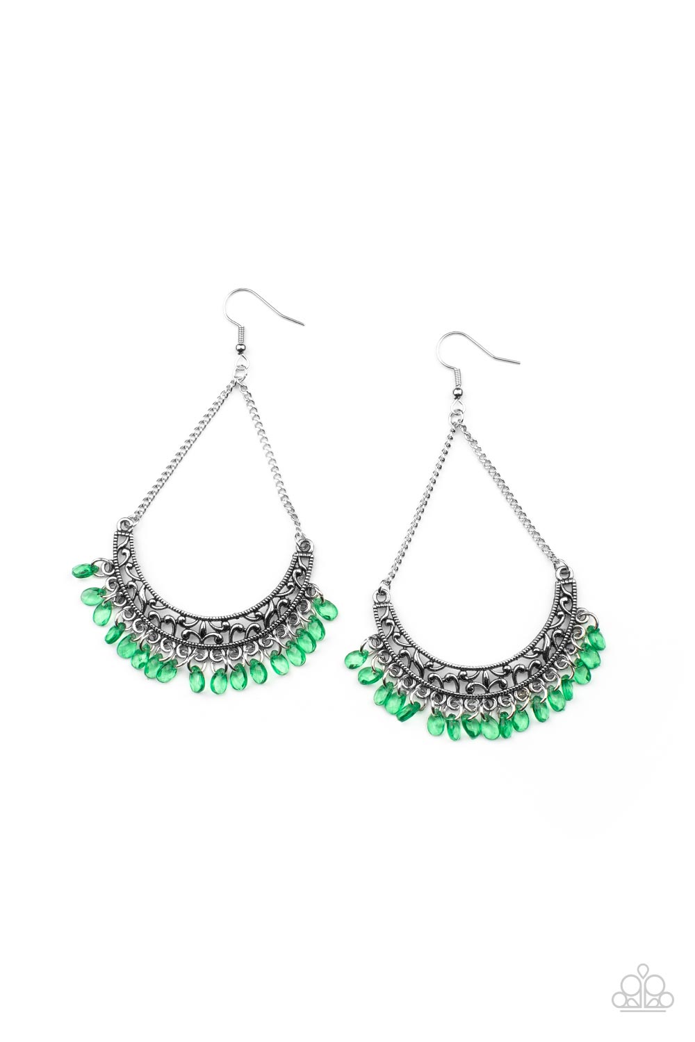 Orchard Odyssey - Green Glassy Mint Teardrop Bead Earrings Paparazzi E0294