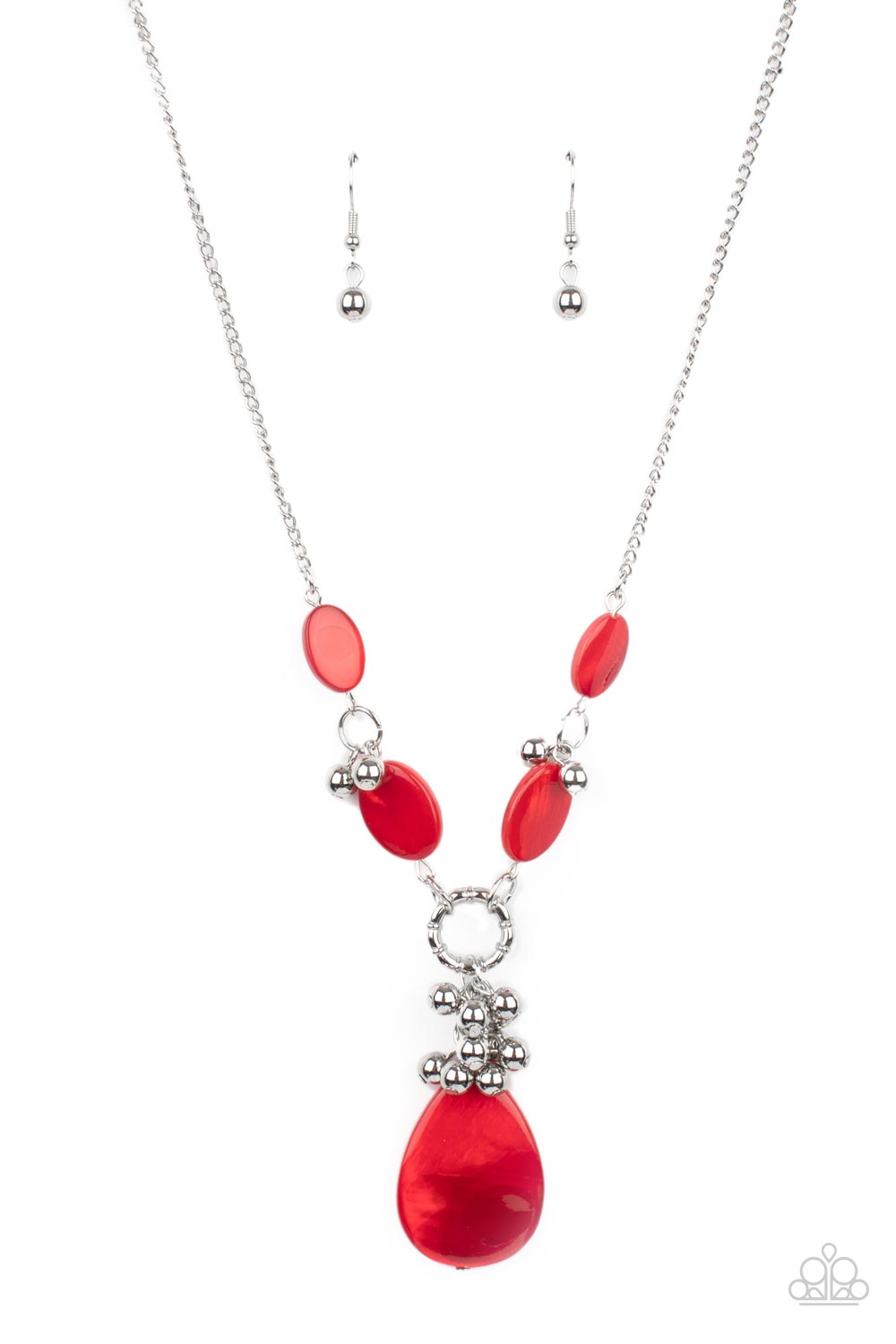 Summer Idol - Red Shell Like Teardrop Necklace Paparazzi N0910