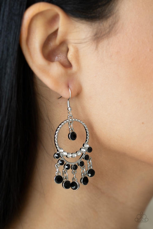 Cosmic Chandeliers - Black Rhinestone Chandelier Earring Paparazzi E0835