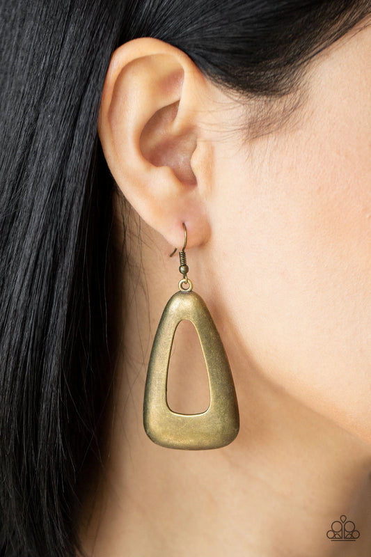 Irresistibly Industrial Brass Earring Paparazzi E0088
