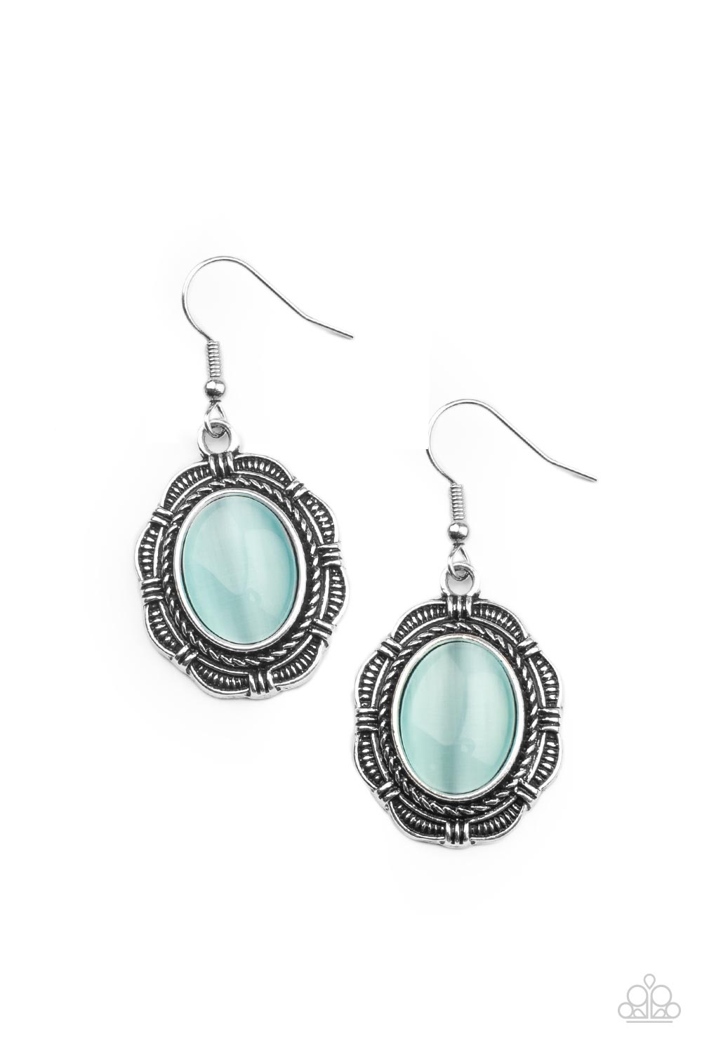 Garden Party Perfection - Blue Cat's Eye Stone Earring Paparazzi E1448