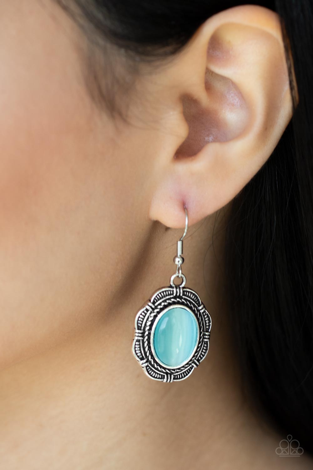 Garden Party Perfection - Blue Cat's Eye Stone Earring Paparazzi E1448