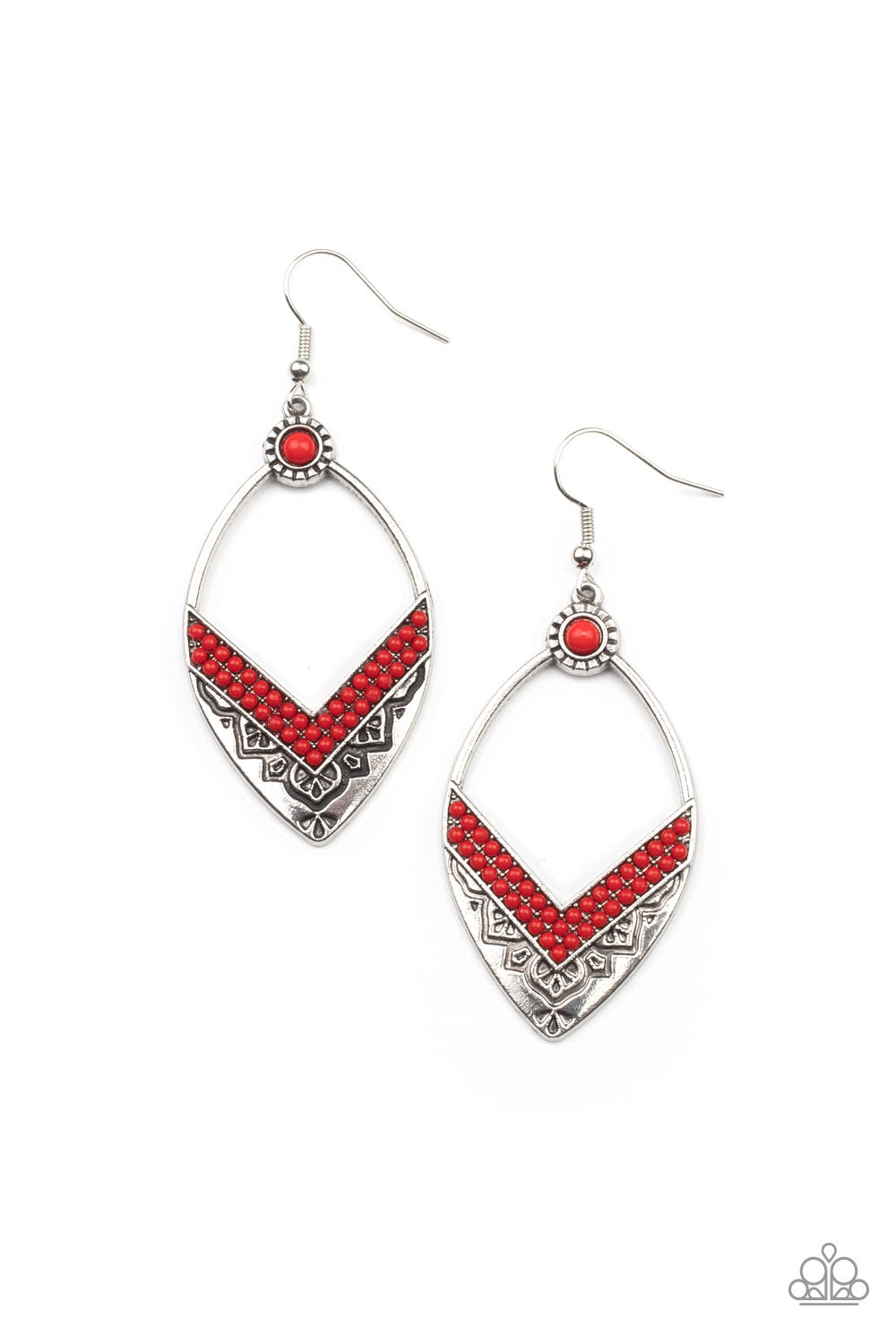 Indigenous Intentions - Red Fire Whirl Seed Bead Indigenous Inspired Earring Paparazzi E1130