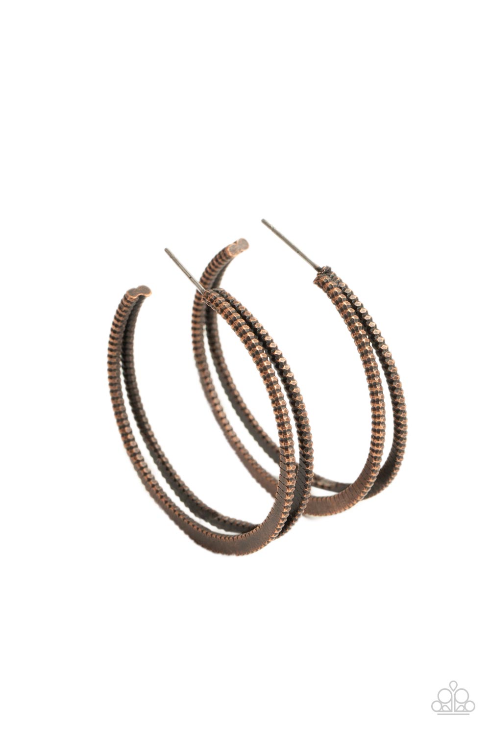 Rustic Curves - Copper Edgy Urban Look Hoop Earring Paparazzi E0857