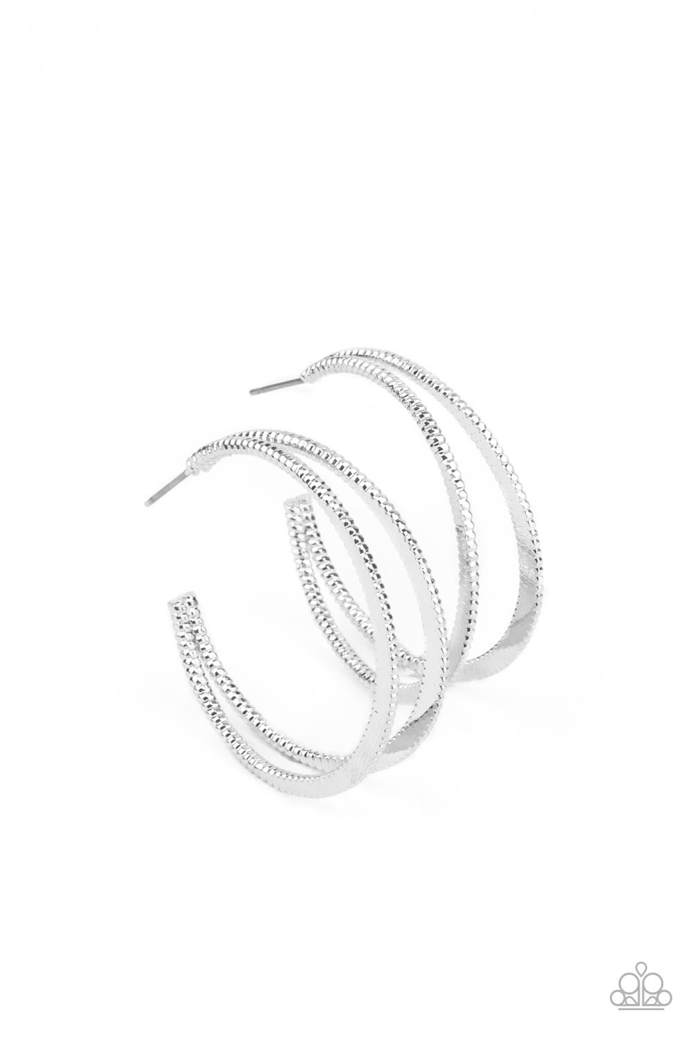 Rustic Curves - Silver Hoop Earring Paparazzi E0374