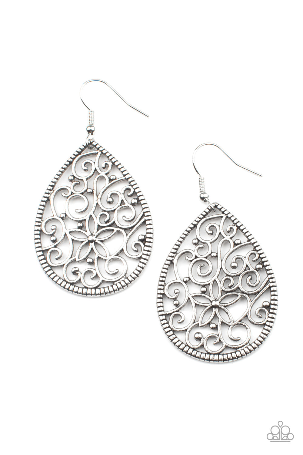 Tour de Garden - Silver Earring Paparazzi E0263