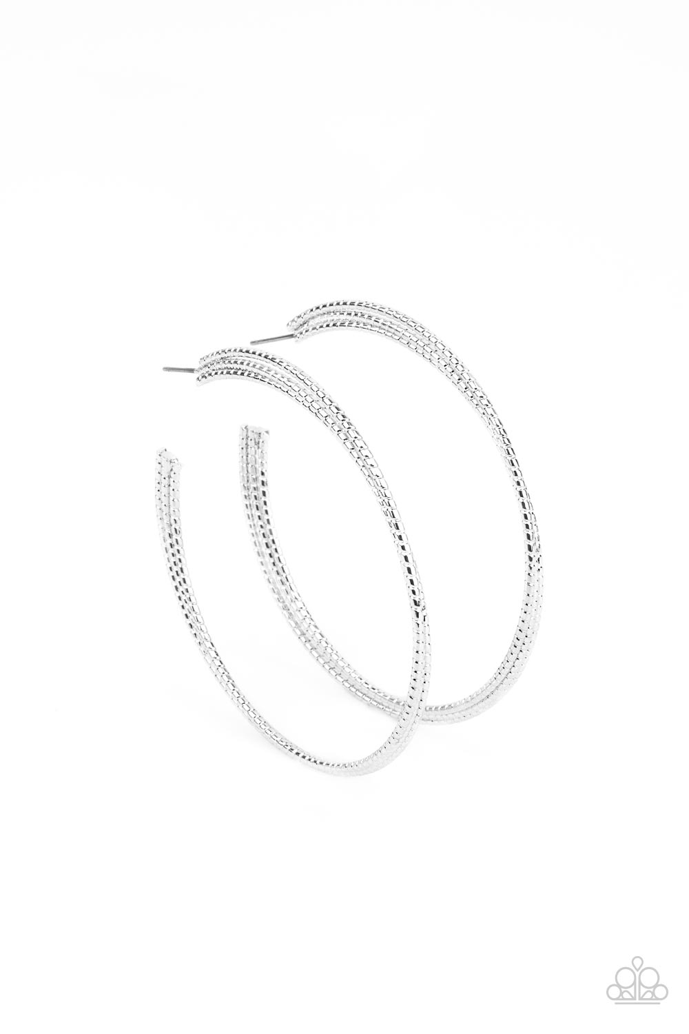 Candescent Curves - Silver 2 1/2 Inch Hoop Earring Paparazzi E1844