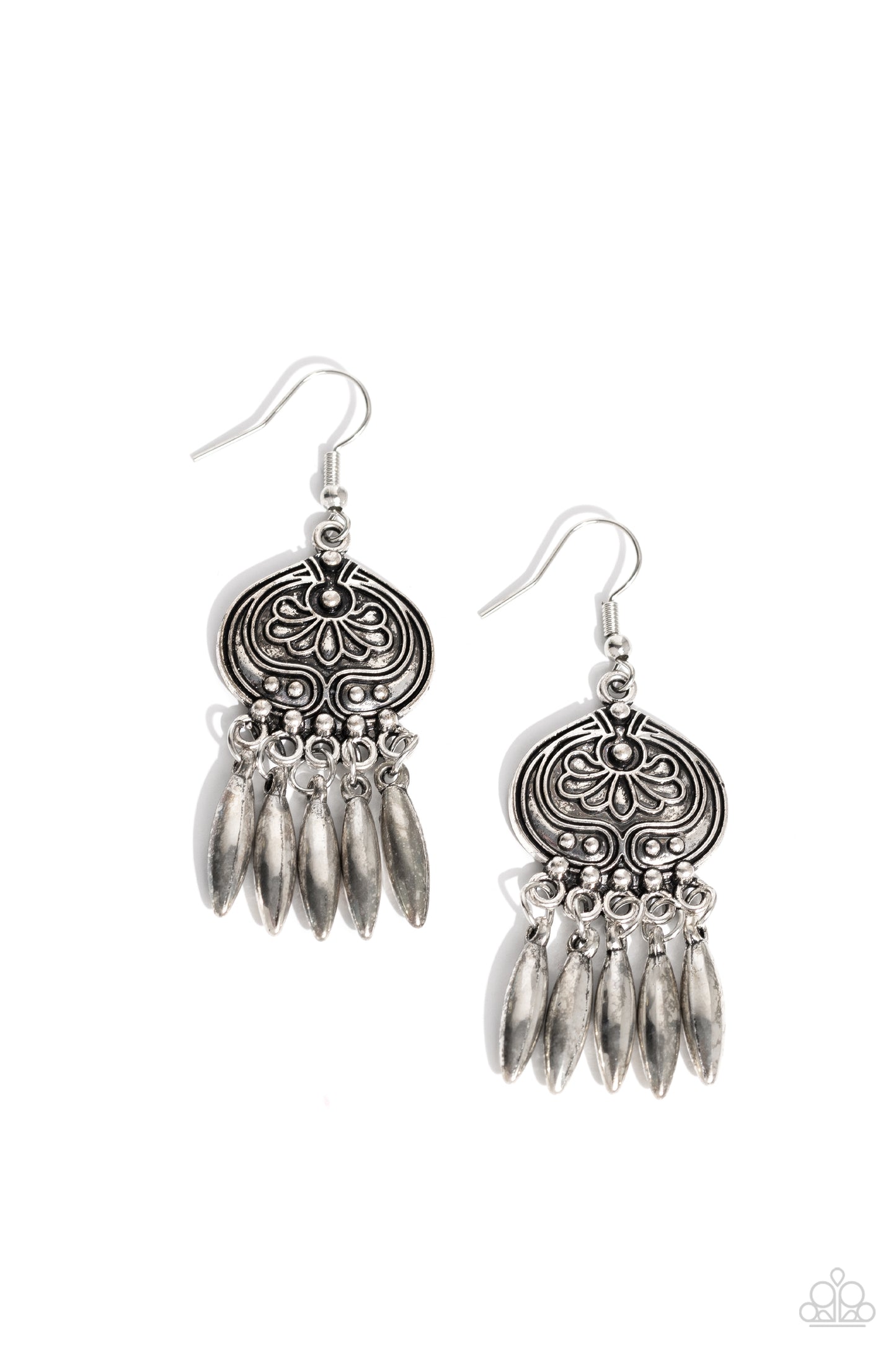 Future, PASTURE, and Present - Silver Fringe Santa Fe Style Earring Paparazzi E1491