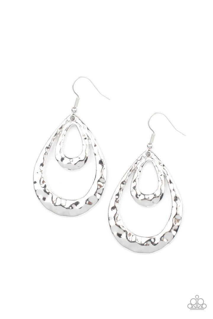 Museum Muse Silver Hammered Earring Paparazzi E0074